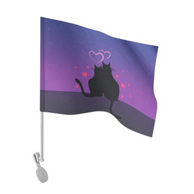 Флаг для автомобиля с принтом Котик и киска в Кировске, 100% полиэстер | Размер: 30*21 см | с котами