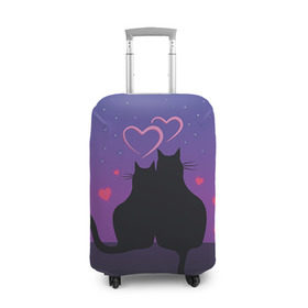 Чехол для чемодана 3D с принтом Котик и киска в Кировске, 86% полиэфир, 14% спандекс | двустороннее нанесение принта, прорези для ручек и колес | с котами