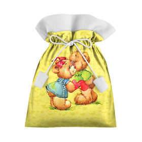 Подарочный 3D мешок с принтом Влюбленные мишки в Кировске, 100% полиэстер | Размер: 29*39 см | Тематика изображения на принте: 14 февраля | bear | love | teddy | валентин | влюбленный | любовь | милый | мишка | рисунок | сердечко | сердце