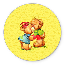 Коврик круглый с принтом Влюбленные мишки в Кировске, резина и полиэстер | круглая форма, изображение наносится на всю лицевую часть | 14 февраля | bear | love | teddy | валентин | влюбленный | любовь | милый | мишка | рисунок | сердечко | сердце