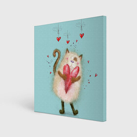 Холст квадратный с принтом Котик в Кировске, 100% ПВХ |  | Тематика изображения на принте: 14 февраля | bear | love | teddy | валентин | влюбленный | киска | кот | котик | любовь | милый | рисунок | сердечко | сердце