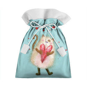 Подарочный 3D мешок с принтом Котик в Кировске, 100% полиэстер | Размер: 29*39 см | 14 февраля | bear | love | teddy | валентин | влюбленный | киска | кот | котик | любовь | милый | рисунок | сердечко | сердце