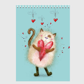 Скетчбук с принтом Котик в Кировске, 100% бумага
 | 48 листов, плотность листов — 100 г/м2, плотность картонной обложки — 250 г/м2. Листы скреплены сверху удобной пружинной спиралью | 14 февраля | bear | love | teddy | валентин | влюбленный | киска | кот | котик | любовь | милый | рисунок | сердечко | сердце
