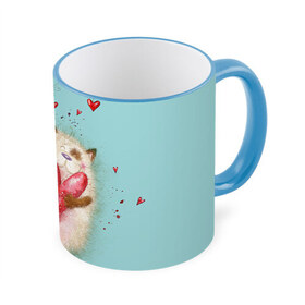 Кружка 3D с принтом Котик в Кировске, керамика | ёмкость 330 мл | 14 февраля | bear | love | teddy | валентин | влюбленный | киска | кот | котик | любовь | милый | рисунок | сердечко | сердце