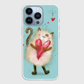 Чехол для iPhone 13 Pro с принтом Котик в Кировске,  |  | 14 февраля | bear | love | teddy | валентин | влюбленный | киска | кот | котик | любовь | милый | рисунок | сердечко | сердце