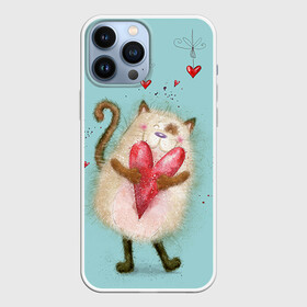 Чехол для iPhone 13 Pro Max с принтом Котик в Кировске,  |  | 14 февраля | bear | love | teddy | валентин | влюбленный | киска | кот | котик | любовь | милый | рисунок | сердечко | сердце