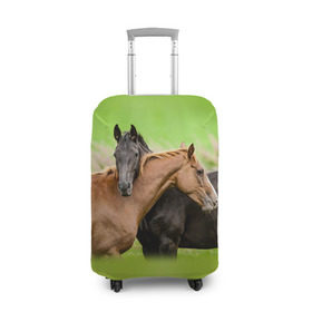 Чехол для чемодана 3D с принтом Лошади 2 в Кировске, 86% полиэфир, 14% спандекс | двустороннее нанесение принта, прорези для ручек и колес | horse | horseshoe | акварель | головалошади | грива | единорог | жеребец | животные | конь | лошадь | лошадьскрыльями | подкова | природа | рисуноккрасками