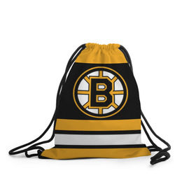 Рюкзак-мешок 3D с принтом Boston Bruins в Кировске, 100% полиэстер | плотность ткани — 200 г/м2, размер — 35 х 45 см; лямки — толстые шнурки, застежка на шнуровке, без карманов и подкладки | boston bruins | hockey | nhl | нхл | спорт | хоккей