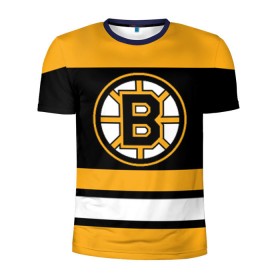 Мужская футболка 3D спортивная с принтом Boston Bruins в Кировске, 100% полиэстер с улучшенными характеристиками | приталенный силуэт, круглая горловина, широкие плечи, сужается к линии бедра | boston bruins | hockey | nhl | нхл | спорт | хоккей