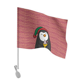 Флаг для автомобиля с принтом Пингвиня в Кировске, 100% полиэстер | Размер: 30*21 см | пингвин