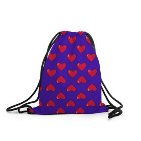 Рюкзак-мешок 3D с принтом Пиксельная любовь в Кировске, 100% полиэстер | плотность ткани — 200 г/м2, размер — 35 х 45 см; лямки — толстые шнурки, застежка на шнуровке, без карманов и подкладки | 14 февраля | love | влюбленный | любовь | рисунок | сердечки | сердечко | сердце