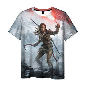 Мужская футболка 3D с принтом Rise of the Tomb Raider в Кировске, 100% полиэфир | прямой крой, круглый вырез горловины, длина до линии бедер | Тематика изображения на принте: rise of the tomb raider | tomb raider | райдер | том райдер