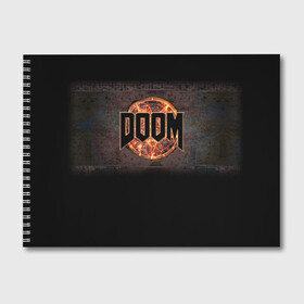 Альбом для рисования с принтом Doom в Кировске, 100% бумага
 | матовая бумага, плотность 200 мг. | doom | game | гибель | дум | игра | игры | обреченность | шутер