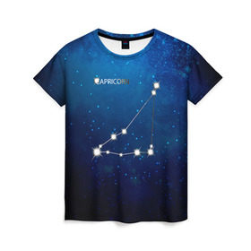 Женская футболка 3D с принтом Козерог в Кировске, 100% полиэфир ( синтетическое хлопкоподобное полотно) | прямой крой, круглый вырез горловины, длина до линии бедер | звезда | звезды | знак зодиака | козерог | космос | созвездие
