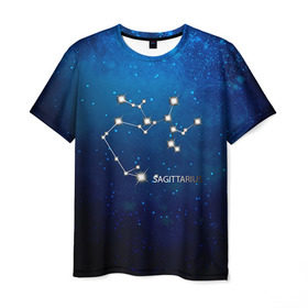 Мужская футболка 3D с принтом Стрелец в Кировске, 100% полиэфир | прямой крой, круглый вырез горловины, длина до линии бедер | Тематика изображения на принте: звезда | звезды | знак зодиака | космос | созвездие | стрелец