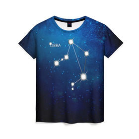 Женская футболка 3D с принтом Весы в Кировске, 100% полиэфир ( синтетическое хлопкоподобное полотно) | прямой крой, круглый вырез горловины, длина до линии бедер | весы | звезда | звезды | знак зодиака | космос | созвездие
