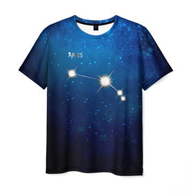 Мужская футболка 3D с принтом Овен в Кировске, 100% полиэфир | прямой крой, круглый вырез горловины, длина до линии бедер | Тематика изображения на принте: звезда | звезды | знак зодиака | космос | овен | созвездие