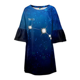 Детское платье 3D с принтом Овен в Кировске, 100% полиэстер | прямой силуэт, чуть расширенный к низу. Круглая горловина, на рукавах — воланы | звезда | звезды | знак зодиака | космос | овен | созвездие