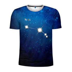 Мужская футболка 3D спортивная с принтом Овен в Кировске, 100% полиэстер с улучшенными характеристиками | приталенный силуэт, круглая горловина, широкие плечи, сужается к линии бедра | звезда | звезды | знак зодиака | космос | овен | созвездие