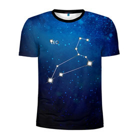 Мужская футболка 3D спортивная с принтом Лев в Кировске, 100% полиэстер с улучшенными характеристиками | приталенный силуэт, круглая горловина, широкие плечи, сужается к линии бедра | звезда | звезды | знак зодиака | космос | лев | созвездие