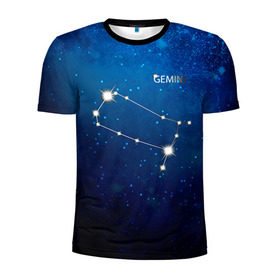 Мужская футболка 3D спортивная с принтом Близнецы в Кировске, 100% полиэстер с улучшенными характеристиками | приталенный силуэт, круглая горловина, широкие плечи, сужается к линии бедра | близнецы | звезда | звезды | знак зодиака | космос | созвездие