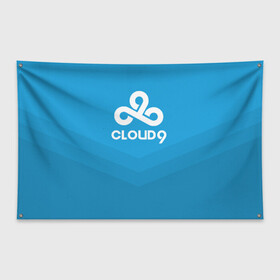 Флаг-баннер с принтом Cloud 9 в Кировске, 100% полиэстер | размер 67 х 109 см, плотность ткани — 95 г/м2; по краям флага есть четыре люверса для крепления | 9 | c9 | cloud | csgo | team | клауда | ксго | найн