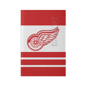 Обложка для паспорта матовая кожа с принтом Detroit Red Wings в Кировске, натуральная матовая кожа | размер 19,3 х 13,7 см; прозрачные пластиковые крепления | detroit red wings | hockey | nhl | нхл | спорт | хоккей