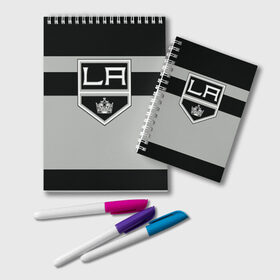 Блокнот с принтом Los Angeles Kings в Кировске, 100% бумага | 48 листов, плотность листов — 60 г/м2, плотность картонной обложки — 250 г/м2. Листы скреплены удобной пружинной спиралью. Цвет линий — светло-серый
 | hockey | los angeles kings | nhl | нхл | спорт | хоккей