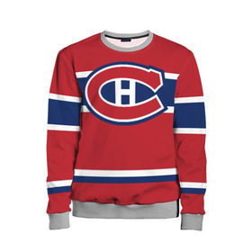 Детский свитшот 3D с принтом Montreal Canadiens в Кировске, 100% полиэстер | свободная посадка, прямой крой, мягкая тканевая резинка на рукавах и понизу свитшота | Тематика изображения на принте: hockey | montreal canadien | nhl | нхл | спорт | хоккей
