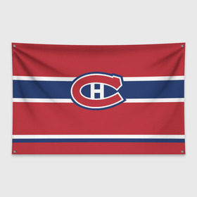 Флаг-баннер с принтом Montreal Canadiens в Кировске, 100% полиэстер | размер 67 х 109 см, плотность ткани — 95 г/м2; по краям флага есть четыре люверса для крепления | Тематика изображения на принте: hockey | montreal canadien | nhl | нхл | спорт | хоккей