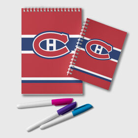 Блокнот с принтом Montreal Canadiens в Кировске, 100% бумага | 48 листов, плотность листов — 60 г/м2, плотность картонной обложки — 250 г/м2. Листы скреплены удобной пружинной спиралью. Цвет линий — светло-серый
 | Тематика изображения на принте: hockey | montreal canadien | nhl | нхл | спорт | хоккей