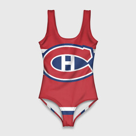 Купальник-боди 3D с принтом Montreal Canadiens в Кировске, 82% полиэстер, 18% эластан | Круглая горловина, круглый вырез на спине | hockey | montreal canadien | nhl | нхл | спорт | хоккей