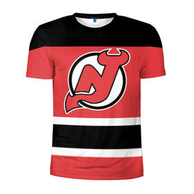 Мужская футболка 3D спортивная с принтом New Jersey Devils в Кировске, 100% полиэстер с улучшенными характеристиками | приталенный силуэт, круглая горловина, широкие плечи, сужается к линии бедра | Тематика изображения на принте: hockey | new jersey devils | nhl | нхл | спорт | хоккей