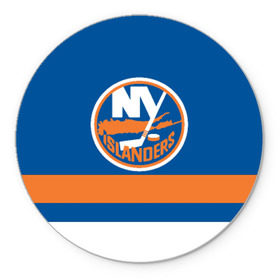 Коврик круглый с принтом New York Islanders в Кировске, резина и полиэстер | круглая форма, изображение наносится на всю лицевую часть | Тематика изображения на принте: hockey | new york islander | nhl | нхл | спорт | хоккей