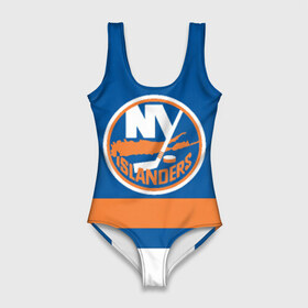 Купальник-боди 3D с принтом New York Islanders в Кировске, 82% полиэстер, 18% эластан | Круглая горловина, круглый вырез на спине | hockey | new york islander | nhl | нхл | спорт | хоккей