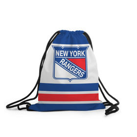 Рюкзак-мешок 3D с принтом New York Rangers в Кировске, 100% полиэстер | плотность ткани — 200 г/м2, размер — 35 х 45 см; лямки — толстые шнурки, застежка на шнуровке, без карманов и подкладки | hockey | new york rangers | nhl | нхл | спорт | хоккей