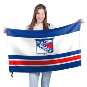 Флаг 3D с принтом New York Rangers в Кировске, 100% полиэстер | плотность ткани — 95 г/м2, размер — 67 х 109 см. Принт наносится с одной стороны | hockey | new york rangers | nhl | нхл | спорт | хоккей