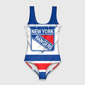 Купальник-боди 3D с принтом New York Rangers в Кировске, 82% полиэстер, 18% эластан | Круглая горловина, круглый вырез на спине | hockey | new york rangers | nhl | нхл | спорт | хоккей