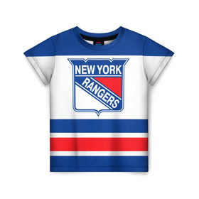 Детская футболка 3D с принтом New York Rangers в Кировске, 100% гипоаллергенный полиэфир | прямой крой, круглый вырез горловины, длина до линии бедер, чуть спущенное плечо, ткань немного тянется | Тематика изображения на принте: hockey | new york rangers | nhl | нхл | спорт | хоккей