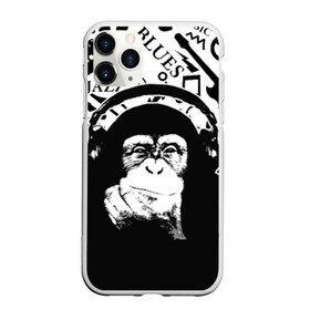 Чехол для iPhone 11 Pro Max матовый с принтом Шимпанзе в наушниках в Кировске, Силикон |  | джаз | музыка | обезьяна | рок | шимпанзе в наущниках
