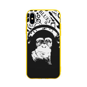 Чехол для Apple iPhone X силиконовый матовый с принтом Шимпанзе в наушниках в Кировске, Силикон | Печать на задней стороне чехла, без боковой панели | джаз | музыка | обезьяна | рок | шимпанзе в наущниках