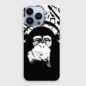 Чехол для iPhone 13 Pro с принтом Шимпанзе в наушниках в Кировске,  |  | джаз | музыка | обезьяна | рок | шимпанзе в наущниках