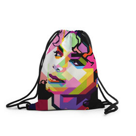 Рюкзак-мешок 3D с принтом Майкл Джексон в Кировске, 100% полиэстер | плотность ткани — 200 г/м2, размер — 35 х 45 см; лямки — толстые шнурки, застежка на шнуровке, без карманов и подкладки | michael jackson | майкл джексон | поп арт | портрет