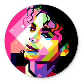 Коврик круглый с принтом Майкл Джексон в Кировске, резина и полиэстер | круглая форма, изображение наносится на всю лицевую часть | michael jackson | майкл джексон | поп арт | портрет