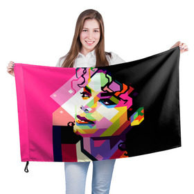 Флаг 3D с принтом Майкл Джексон в Кировске, 100% полиэстер | плотность ткани — 95 г/м2, размер — 67 х 109 см. Принт наносится с одной стороны | michael jackson | майкл джексон | поп арт | портрет