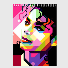 Скетчбук с принтом Майкл Джексон в Кировске, 100% бумага
 | 48 листов, плотность листов — 100 г/м2, плотность картонной обложки — 250 г/м2. Листы скреплены сверху удобной пружинной спиралью | michael jackson | майкл джексон | поп арт | портрет
