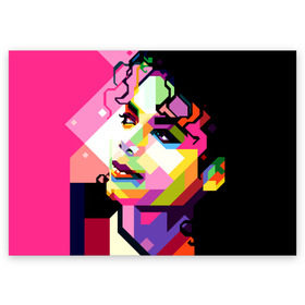Поздравительная открытка с принтом Майкл Джексон в Кировске, 100% бумага | плотность бумаги 280 г/м2, матовая, на обратной стороне линовка и место для марки
 | michael jackson | майкл джексон | поп арт | портрет