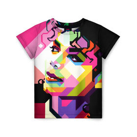 Детская футболка 3D с принтом Майкл Джексон в Кировске, 100% гипоаллергенный полиэфир | прямой крой, круглый вырез горловины, длина до линии бедер, чуть спущенное плечо, ткань немного тянется | michael jackson | майкл джексон | поп арт | портрет