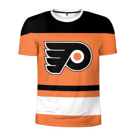 Мужская футболка 3D спортивная с принтом Philadelphia Flyers в Кировске, 100% полиэстер с улучшенными характеристиками | приталенный силуэт, круглая горловина, широкие плечи, сужается к линии бедра | hockey | nhl | philadelphia flyers | нхл | хоккей