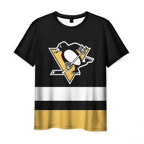 Мужская футболка 3D с принтом Pittsburgh Penguins в Кировске, 100% полиэфир | прямой крой, круглый вырез горловины, длина до линии бедер | hockey | nhl | pittsburgh penguins | нхл | хоккей